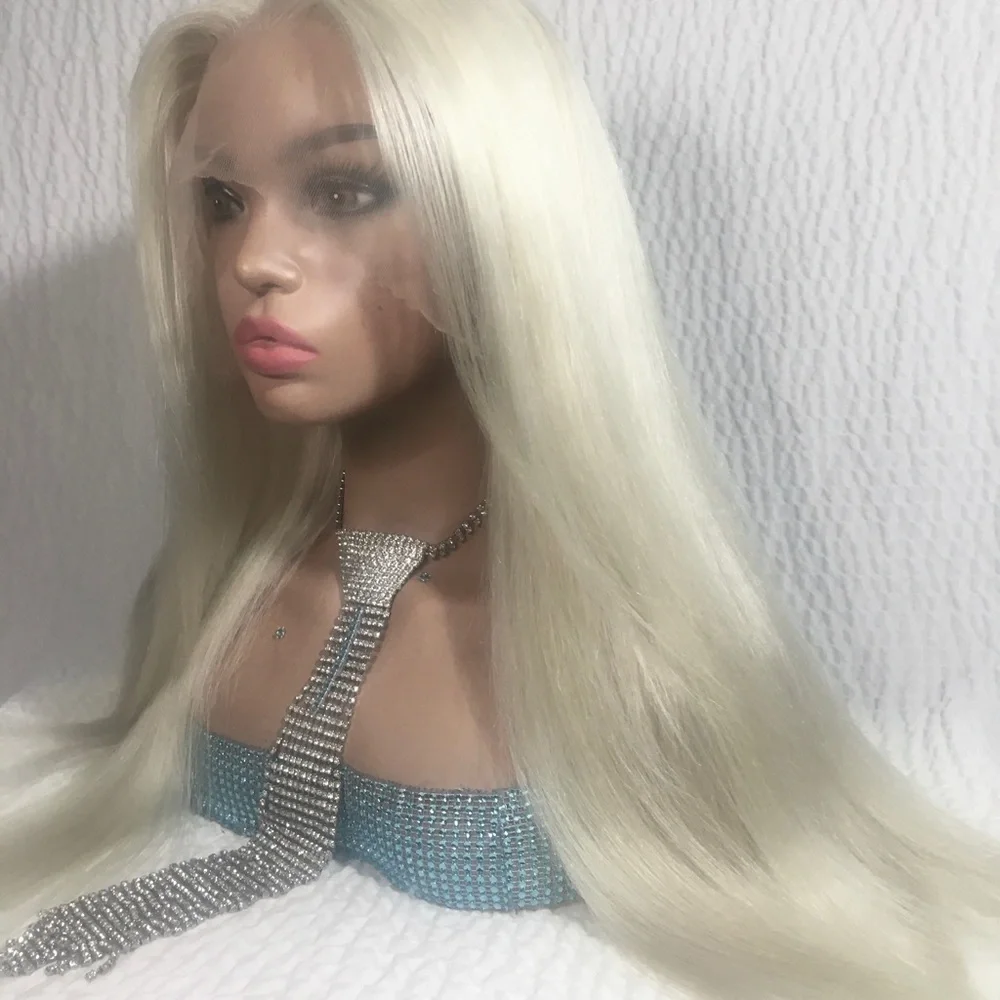 Realistic Pale Blonde Human Hair Lace Wig 20 inches - Picture 2 of 15